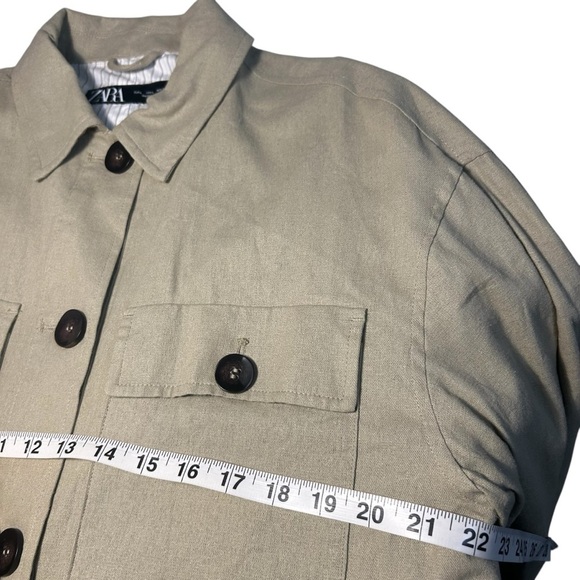 Zara Short Geen Button Down lightweight Jacket Sz Lrg - Picture 10 of 10